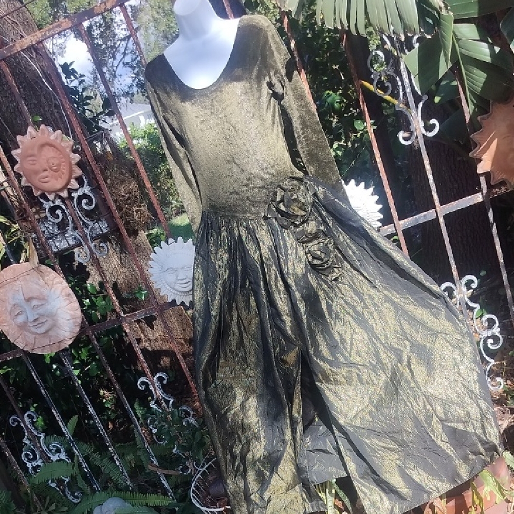 '90s Jessica McClintock Gold Evening Dress Size 4